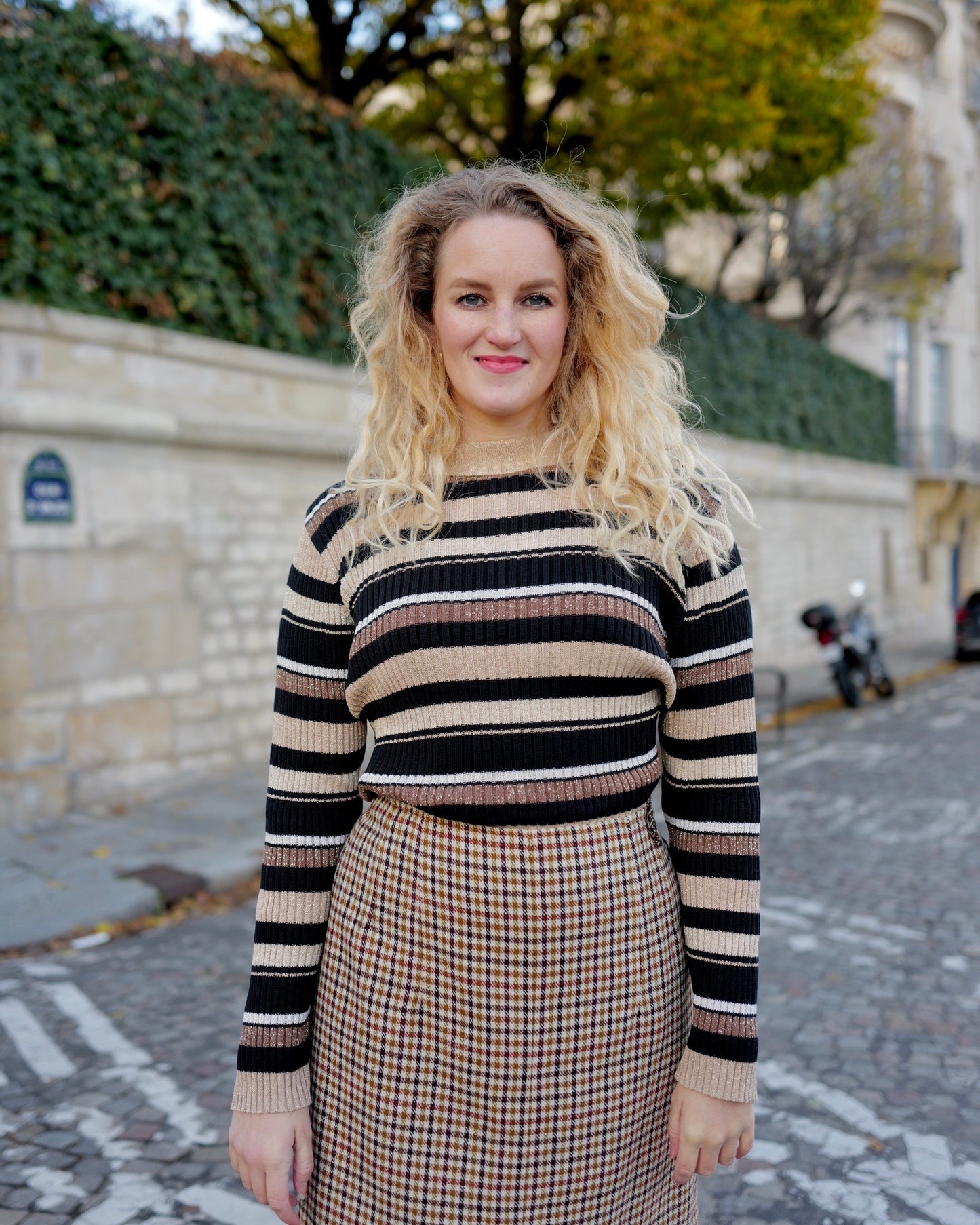 Vintage gestreepte trui met lurex - L