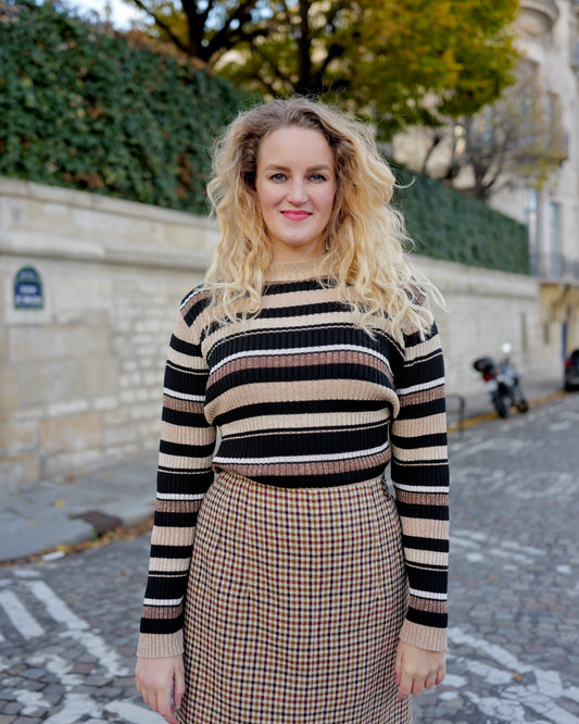 Vintage gestreepte trui met lurex - L