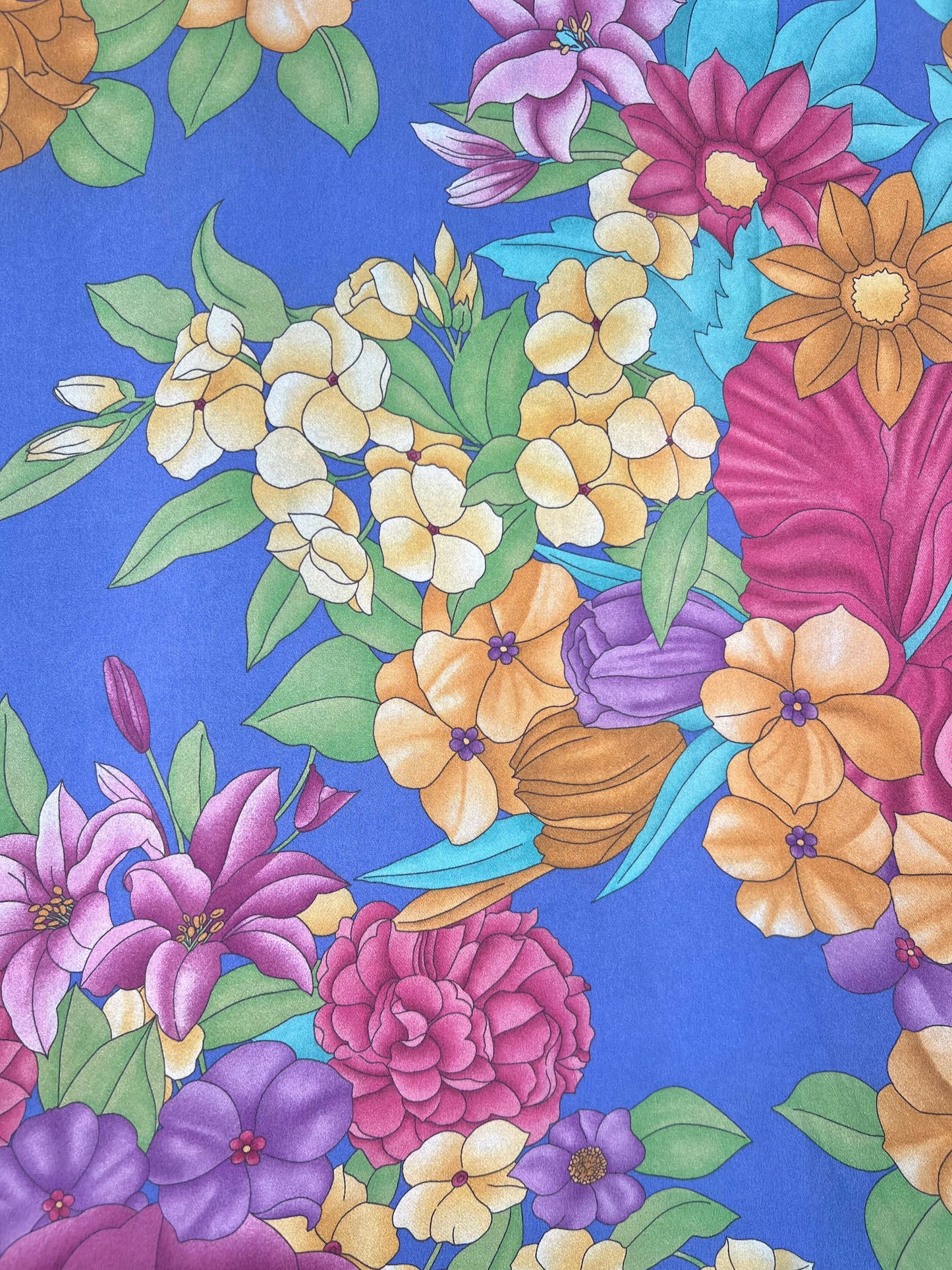 Zijden vintage blouse met bloemen - L