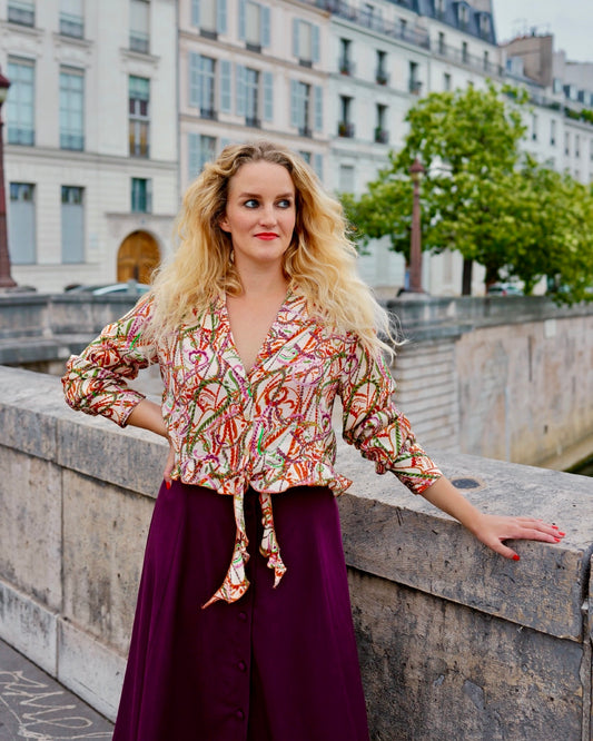 Cropped blouse met ruches - XL