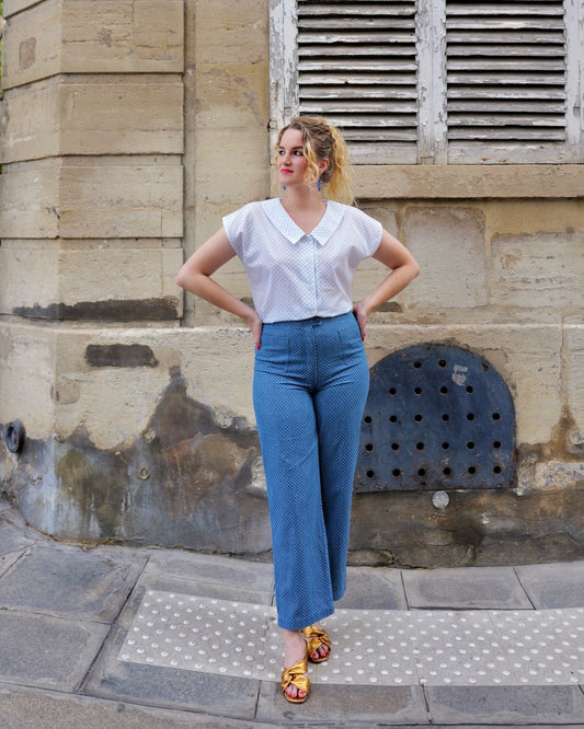 Vintage high waist jeans met stippen - S/M