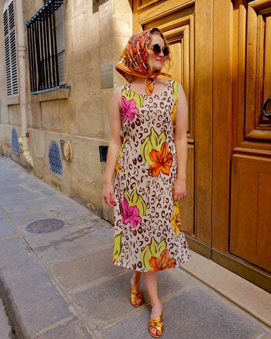 Vintage jurk met print - L