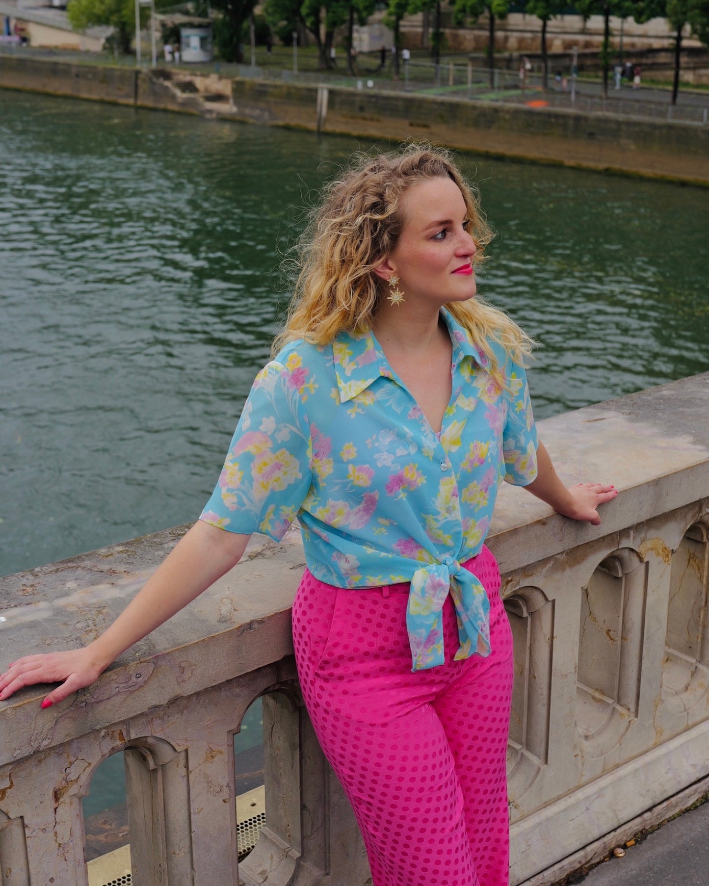 Vintage blouse met bloemen - XL