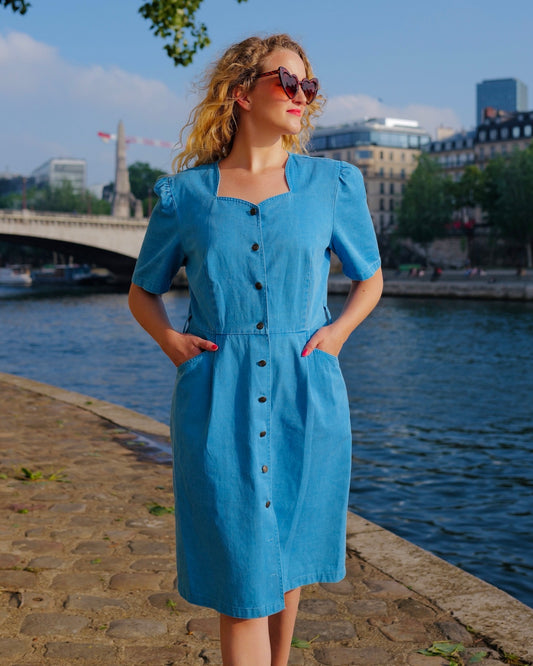 Blauwe denim jurk - L
