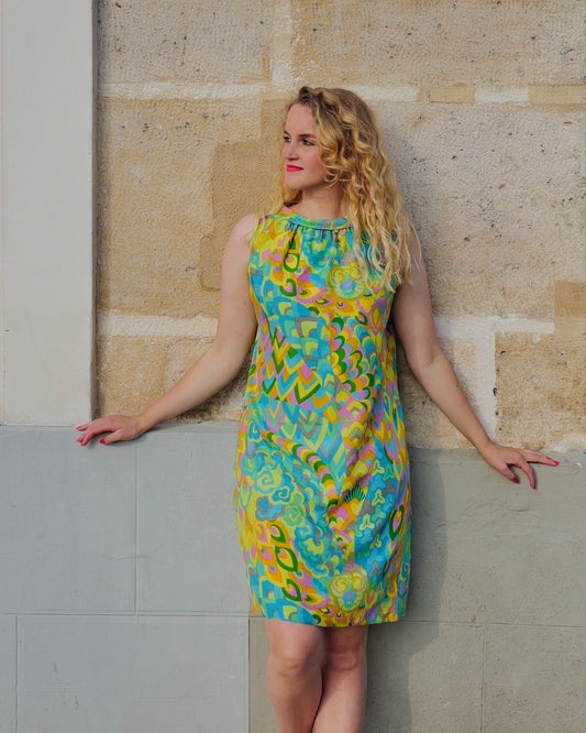 Vintage zijden sixties jurk - M