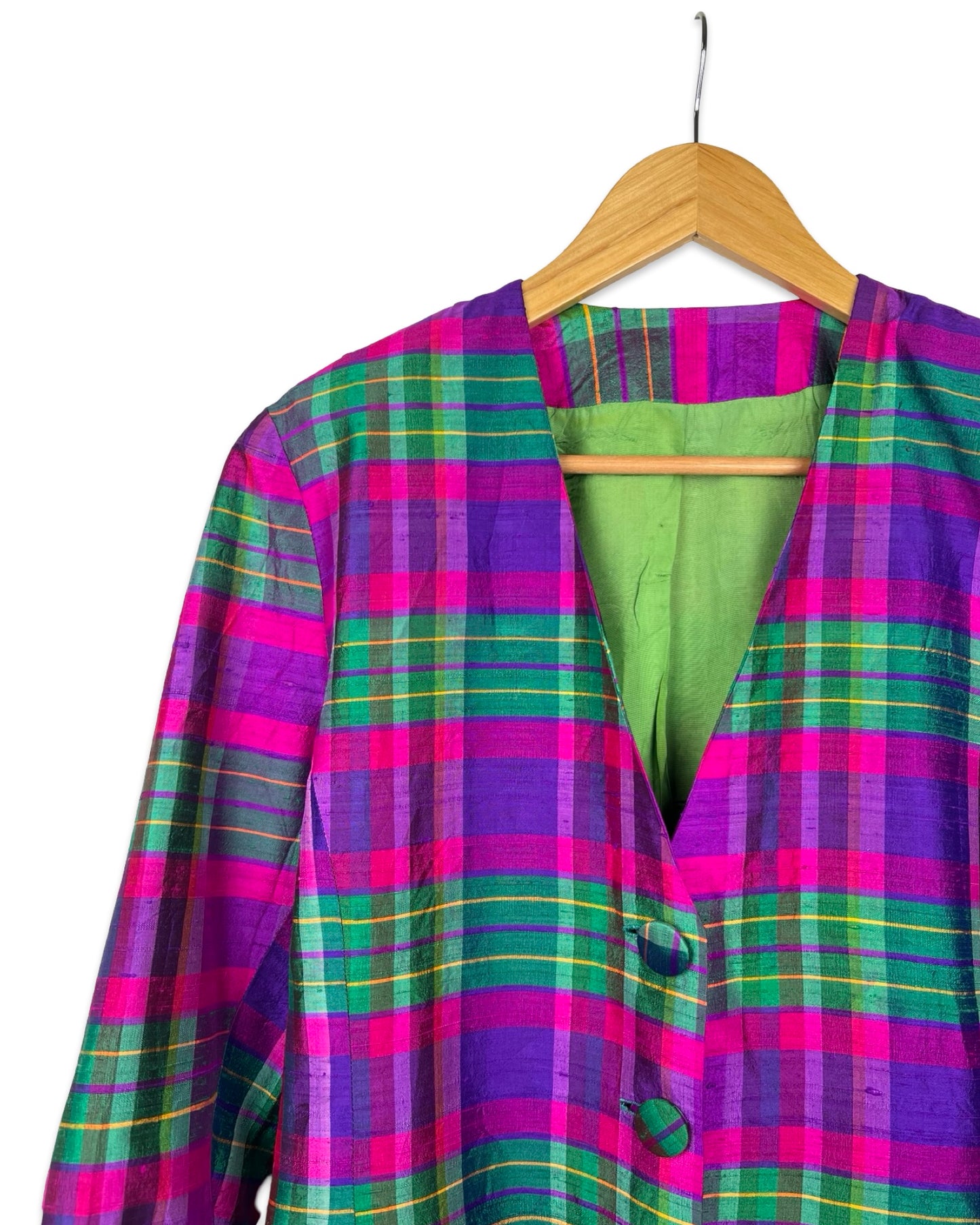 Zijden blazer met ruit - S