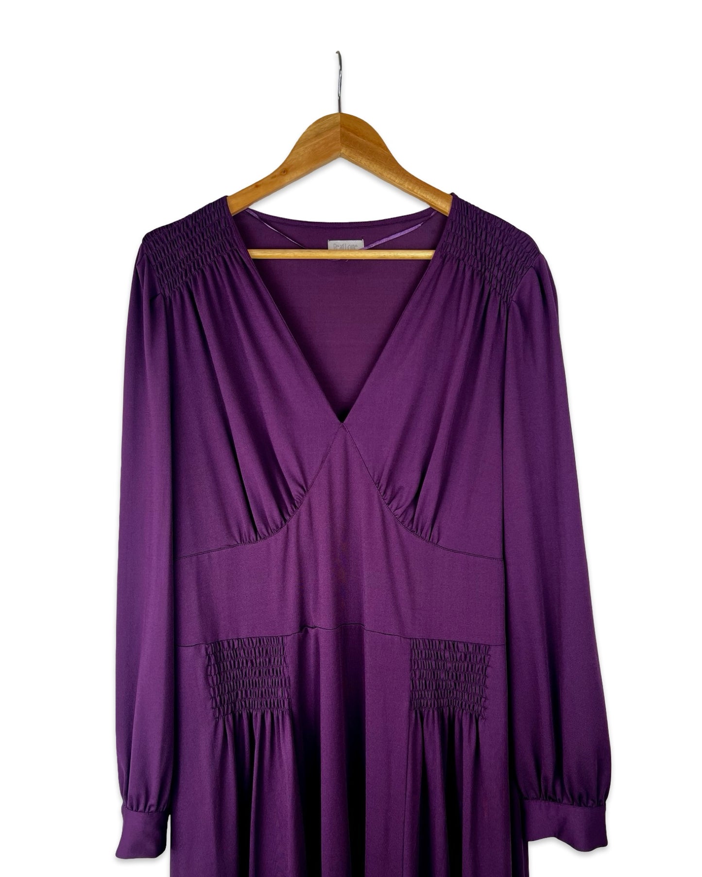 Paarse stretchjurk met striklinten - XL