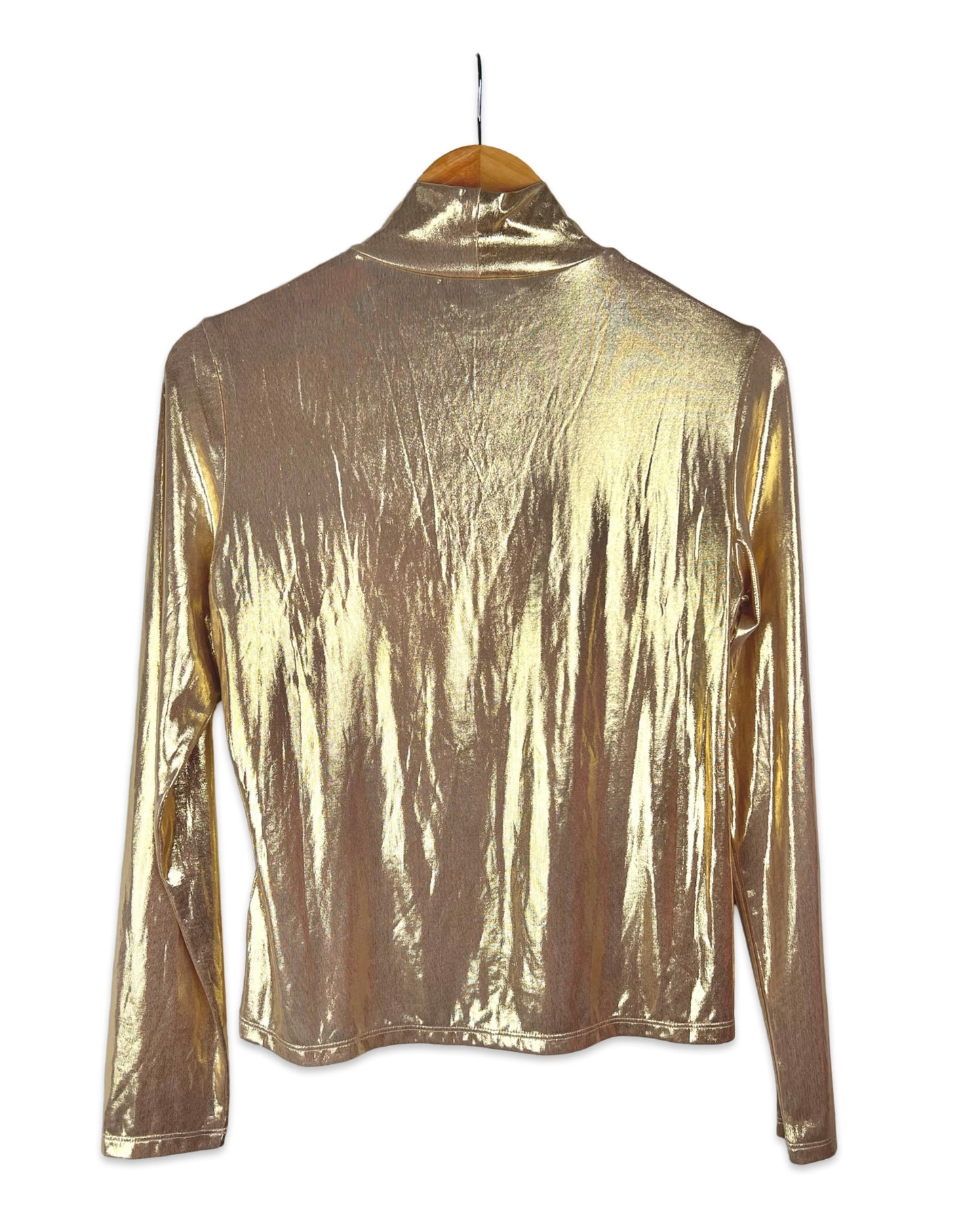 Gouden shiny top met col - M