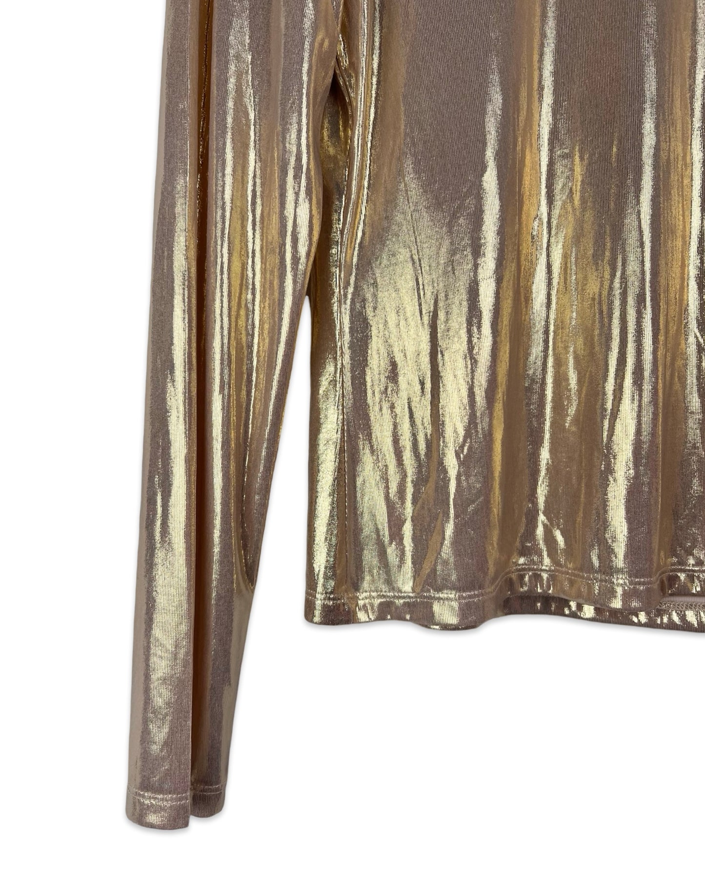 Gouden shiny top met col - M