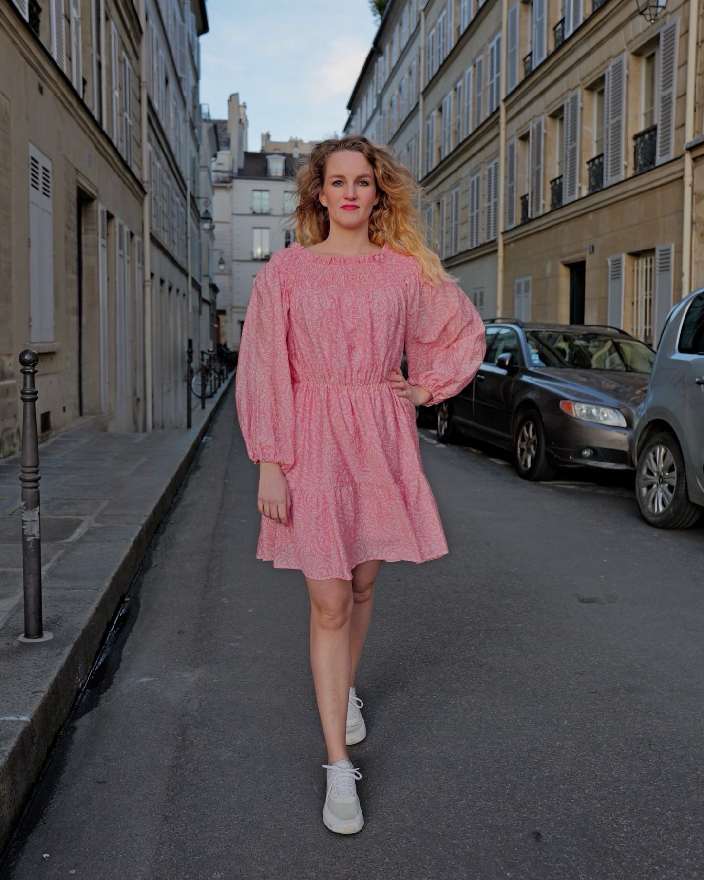 Salmon pink bohemian dress - M