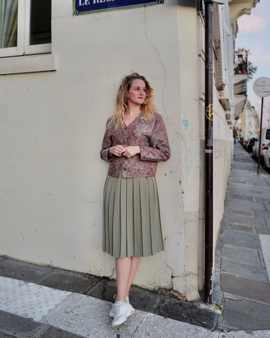 Vintage pleated skirt olive green - S