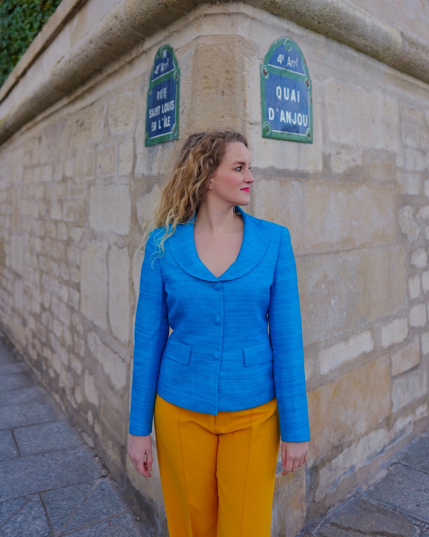 Aquablauwe vintage blazer - M