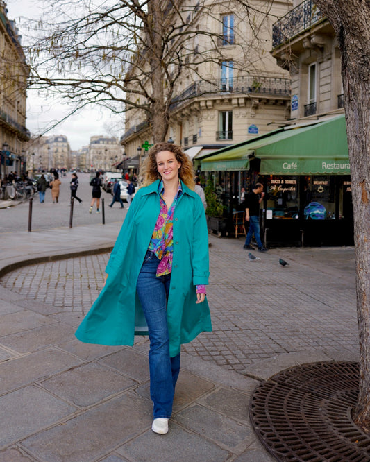 Turquoise vintage trenchcoat - M/L