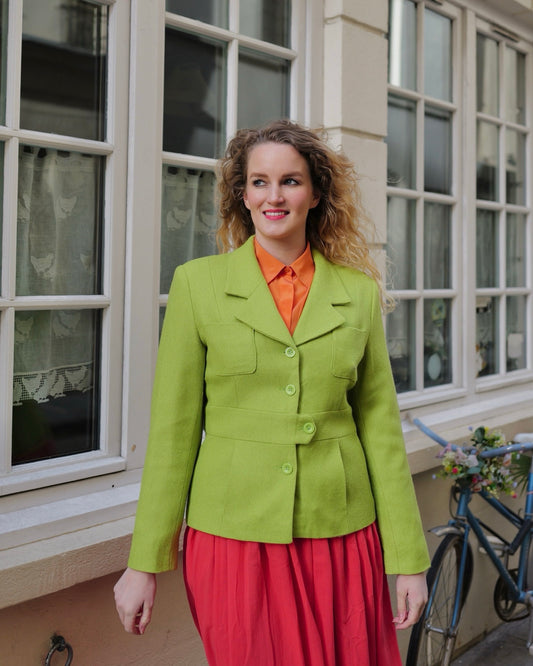 Vintage groene wollen blazer - S/M