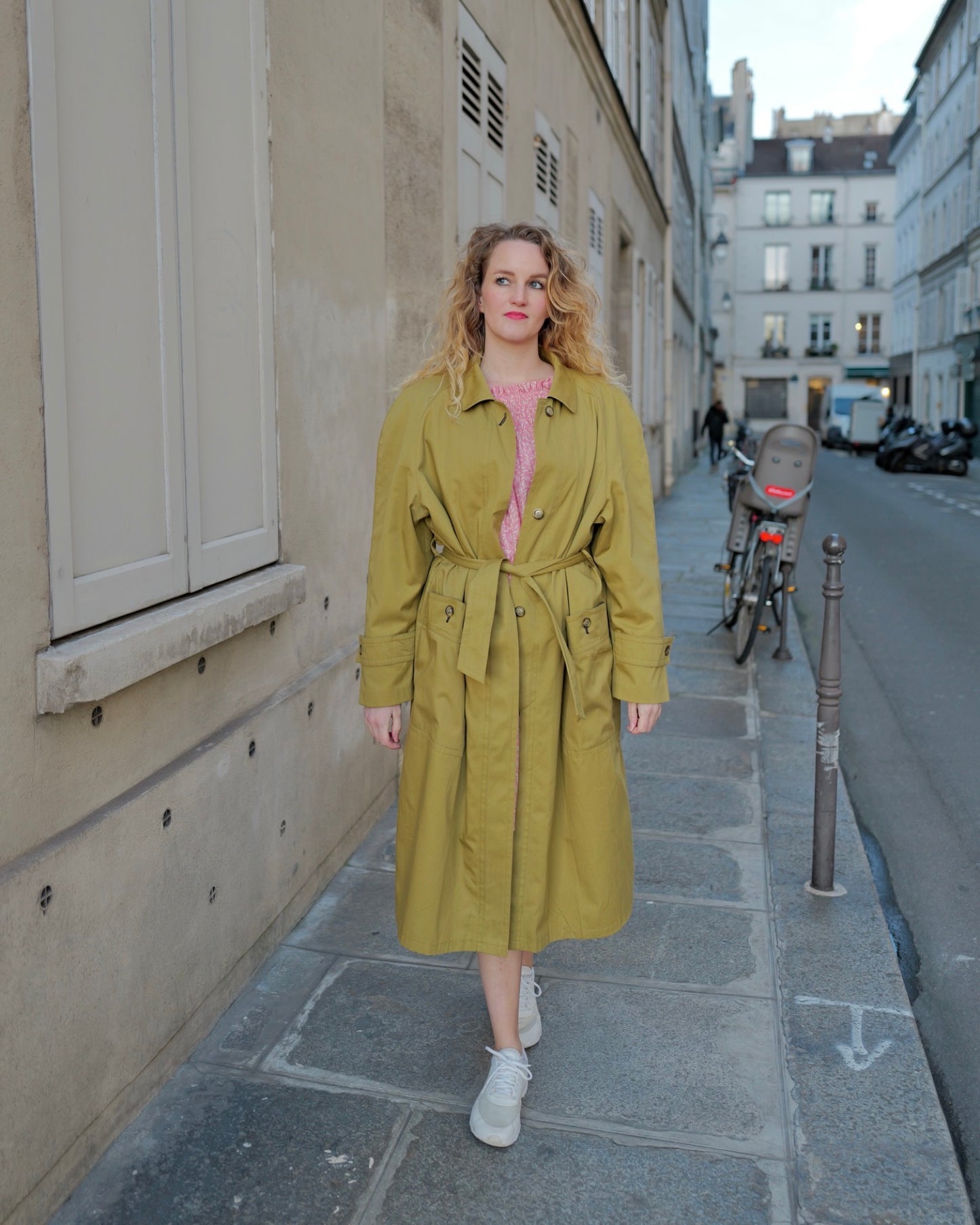 Vintage groene trenchcoat - L