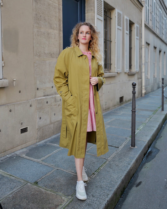 Vintage groene trenchcoat - L