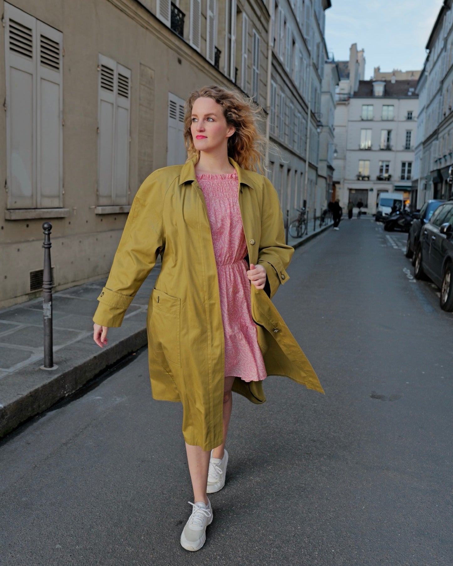 Vintage groene trenchcoat - L