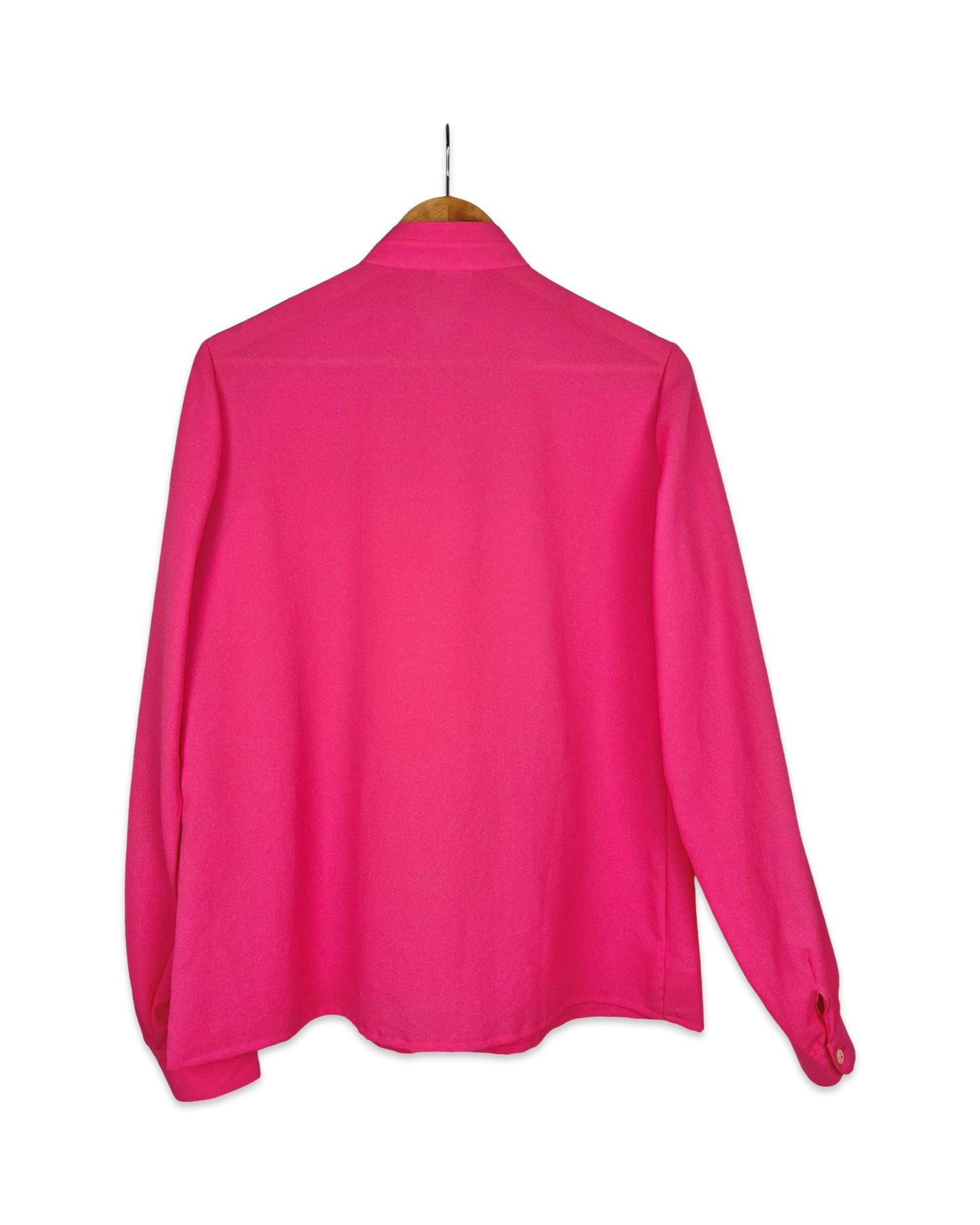 Bright pink vintage blouse with ruffles - M