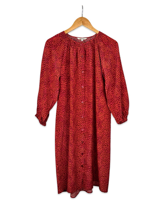 Button-down dress with print - S