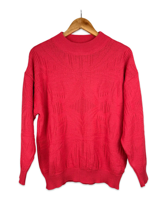 Vintage coral sweater with structure - L/XL