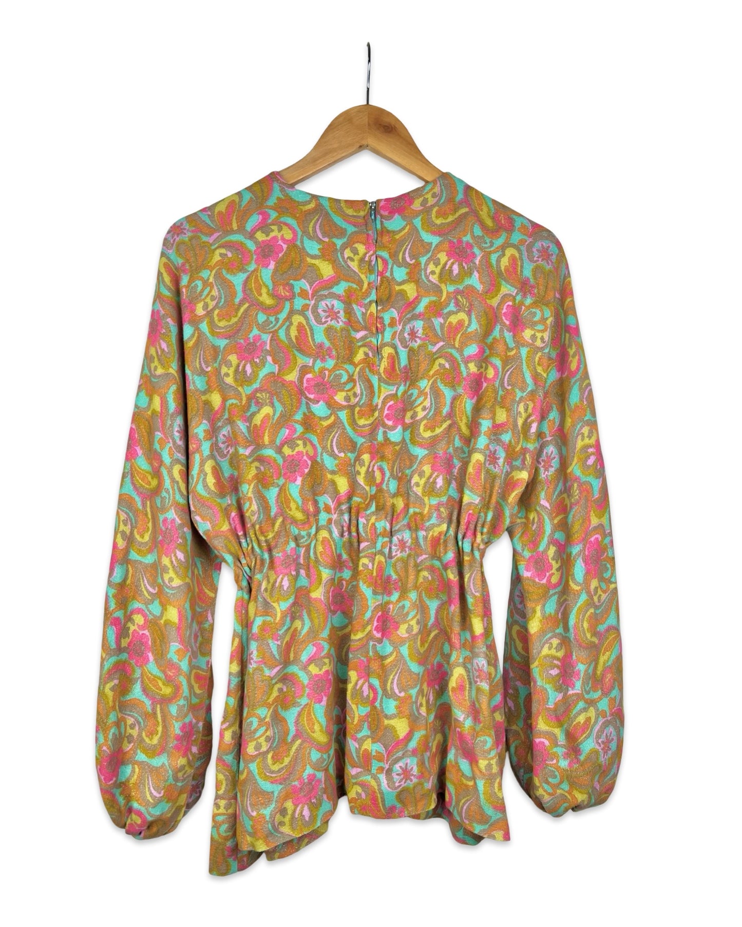 Kleurrijke vintage top met retroprint - M