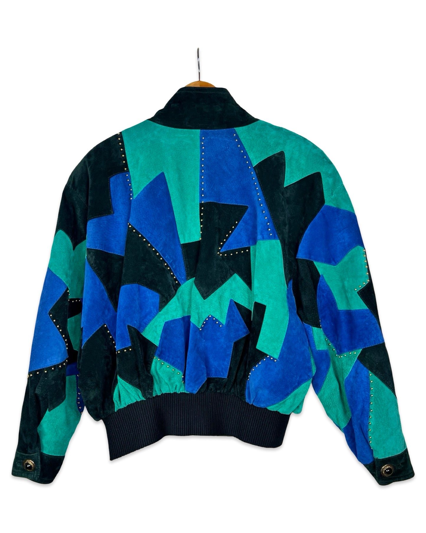 Vintage colourblock suède jack - L