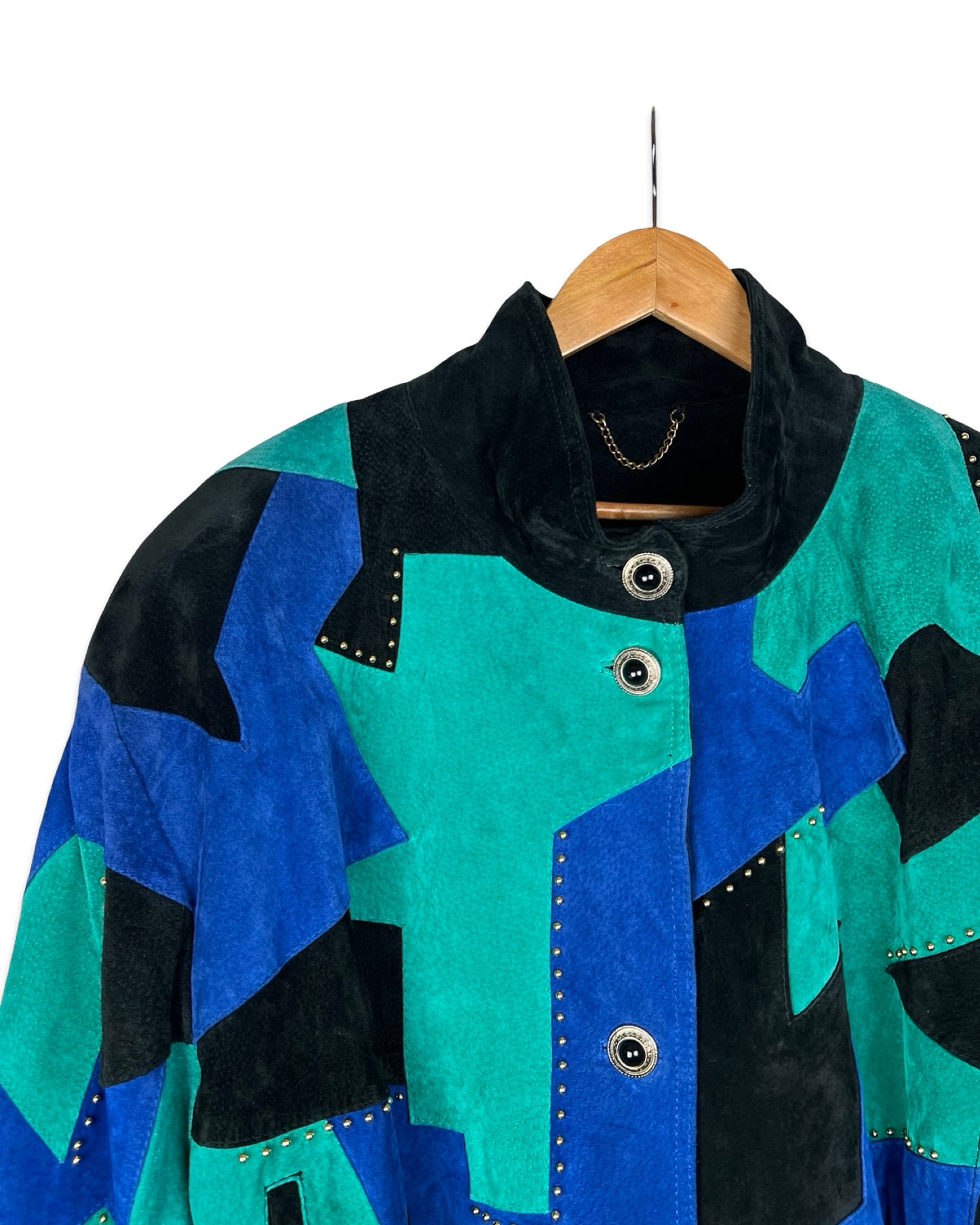 Vintage colourblock suède jack - L