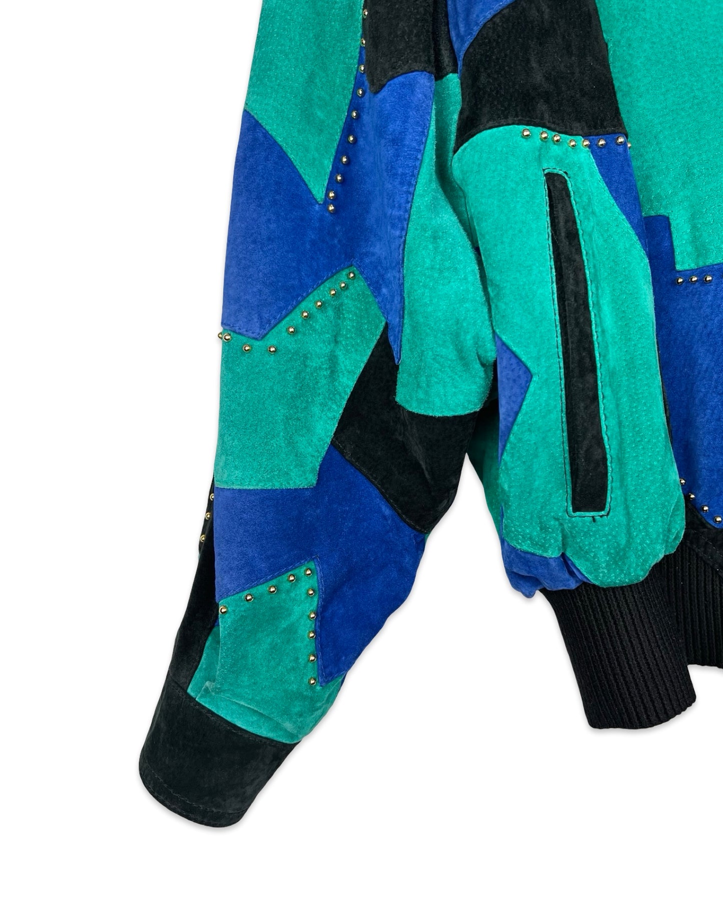 Vintage colourblock suède jack - L