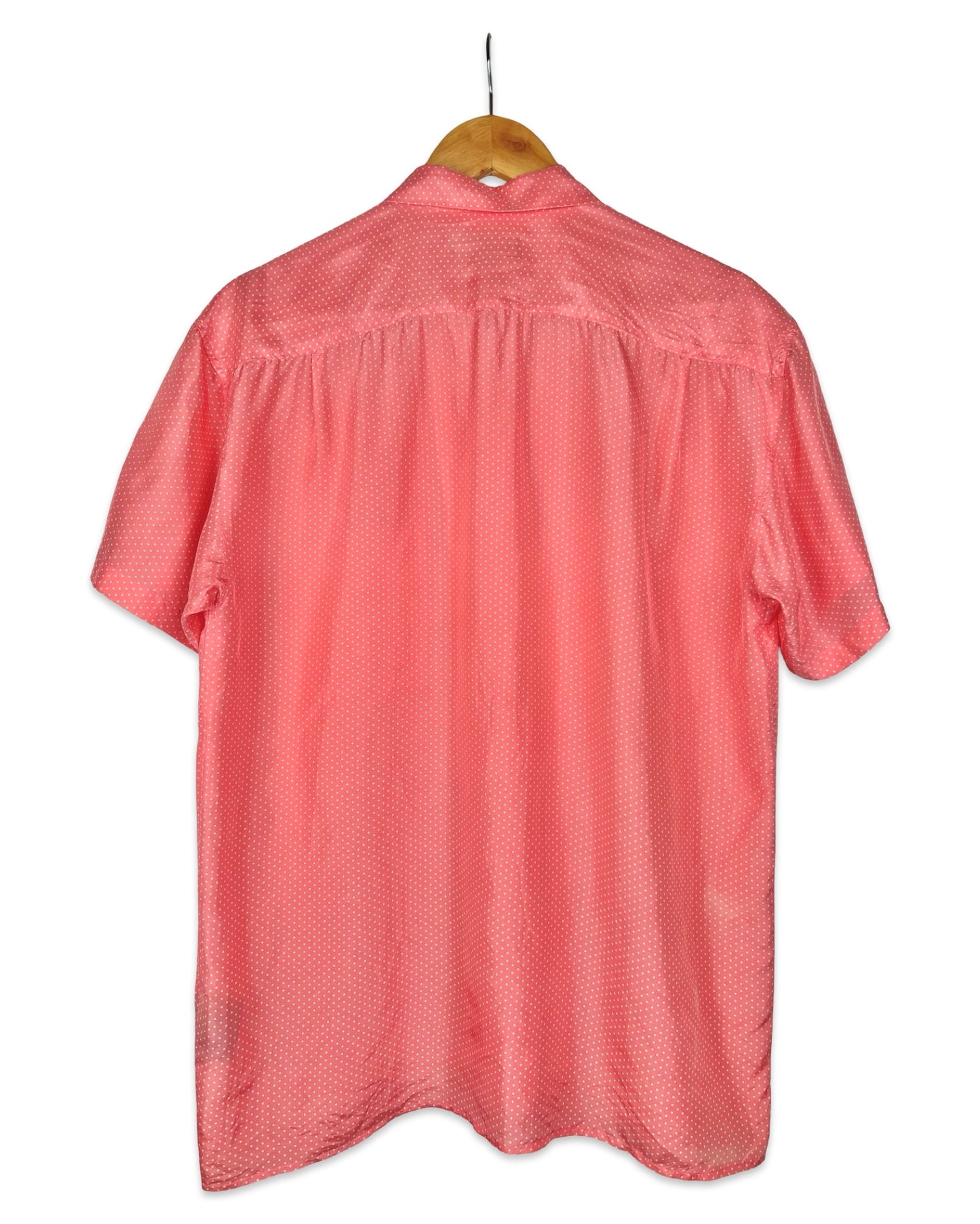 Zijden vintage blouse met stippen - XL