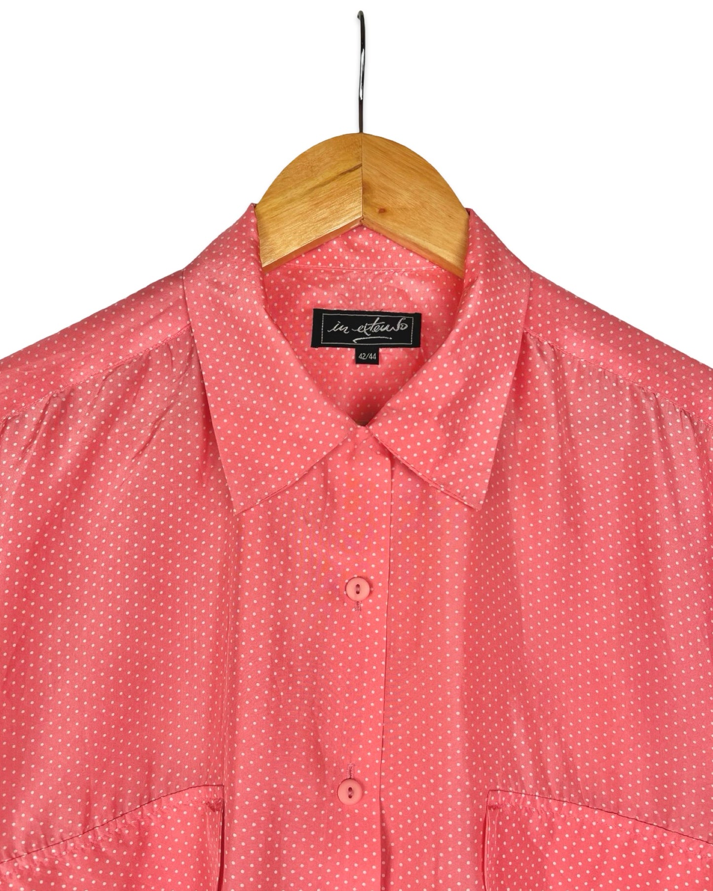 Zijden vintage blouse met stippen - XL