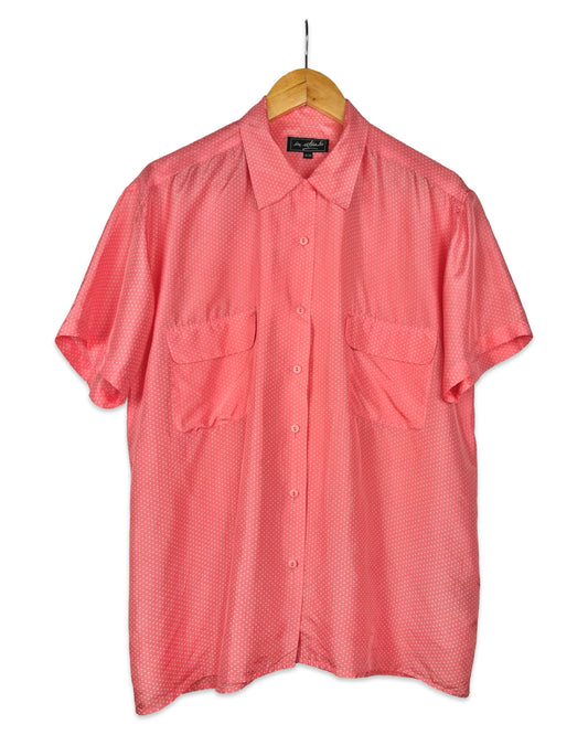 Silk vintage blouse with dots - XL