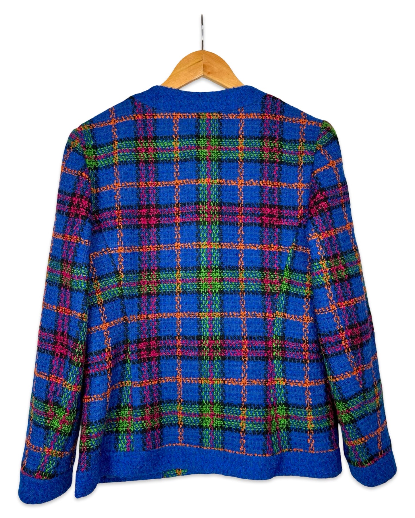 Vintage wolmix blazer met ruit - S/M