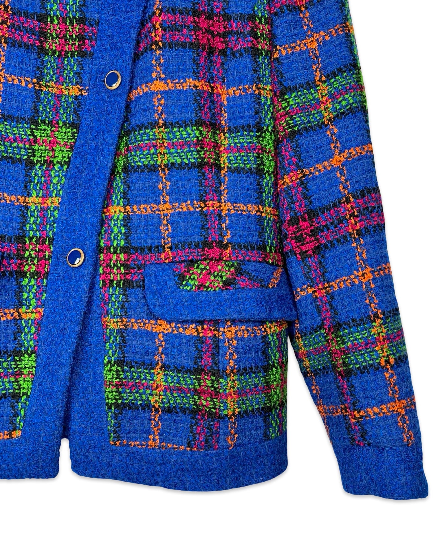 Vintage wolmix blazer met ruit - S/M