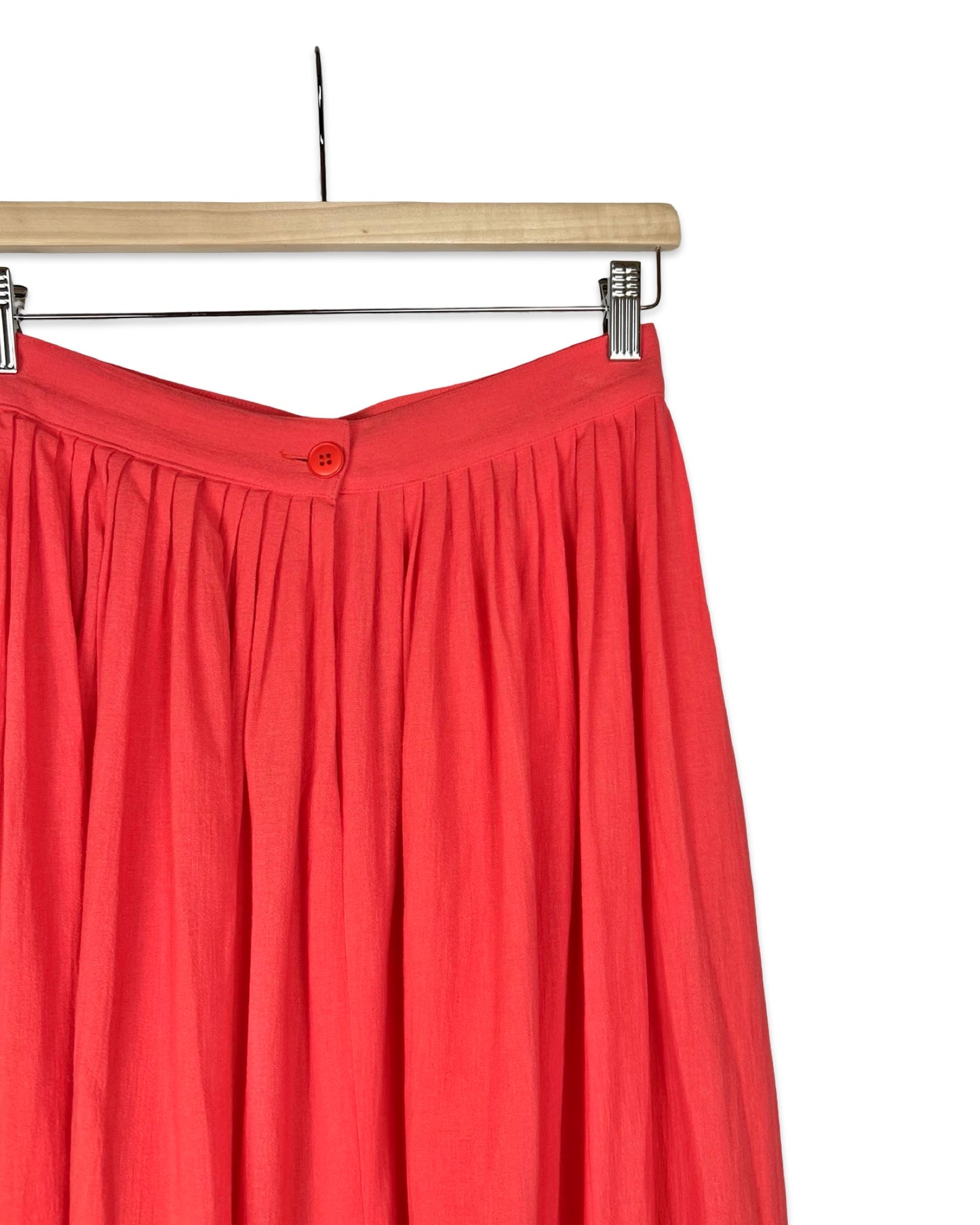 Koraal vintage midirok met plooien - S