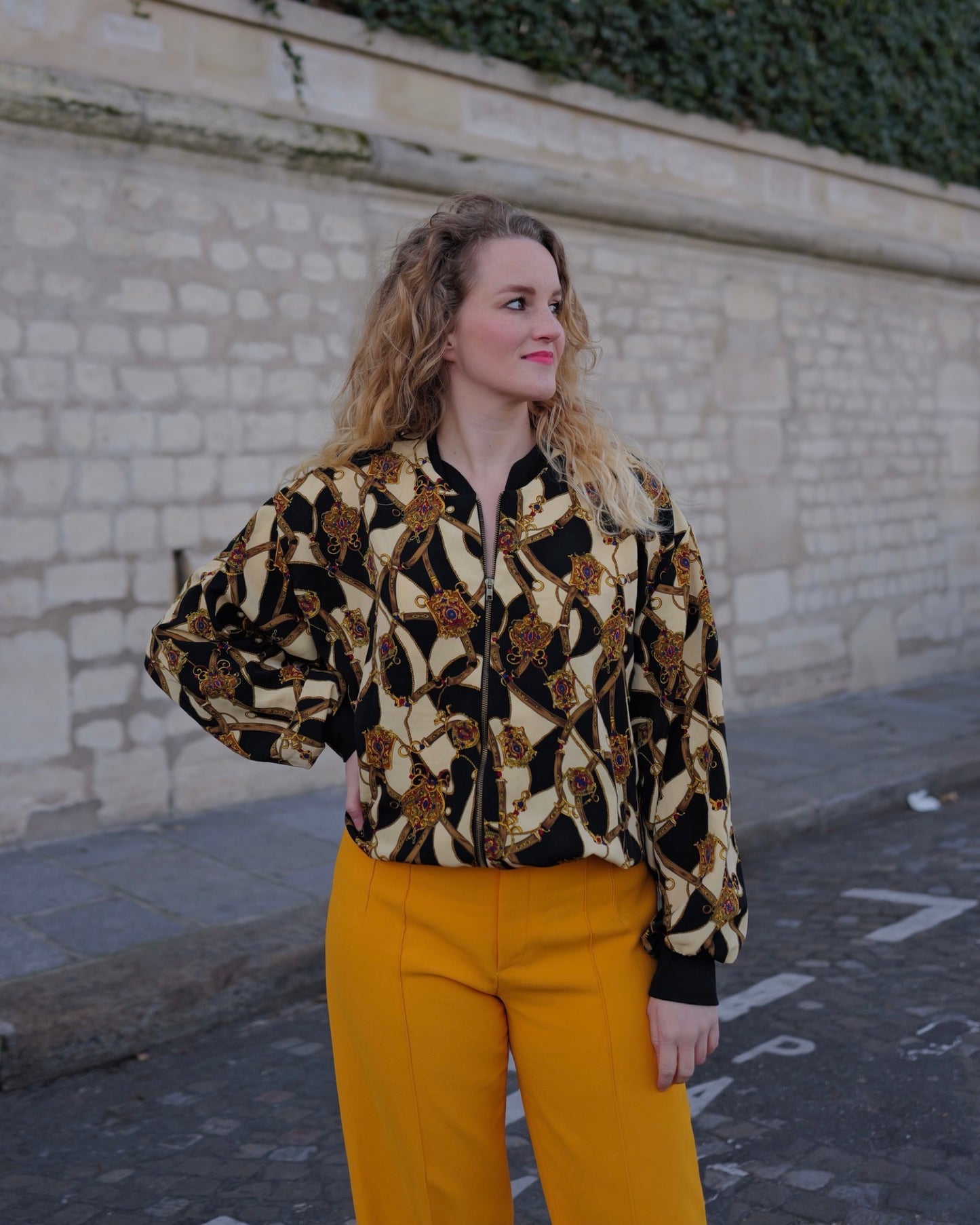 Vintage bomberjack in Versace stijl - L/XL
