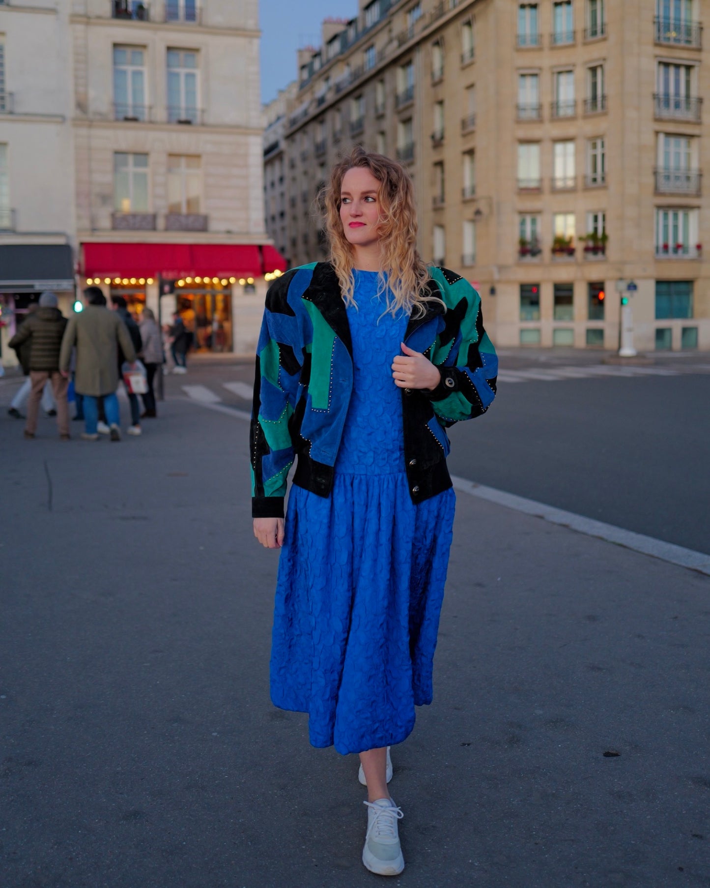 Vintage colourblock suède jack - L