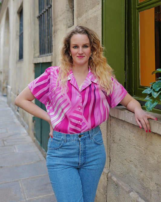 Vintage blouse met geometrische print - XL