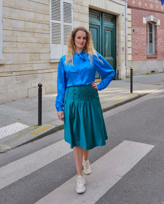 Petrol vintage midirok - L