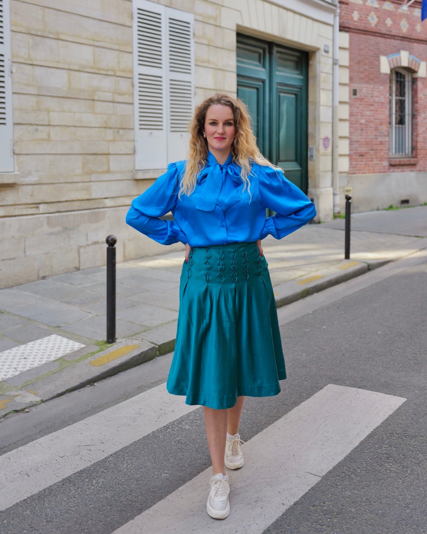 Petrol vintage midirok - L