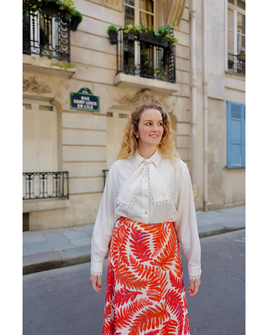 Vintage blouse met kanten details - XL