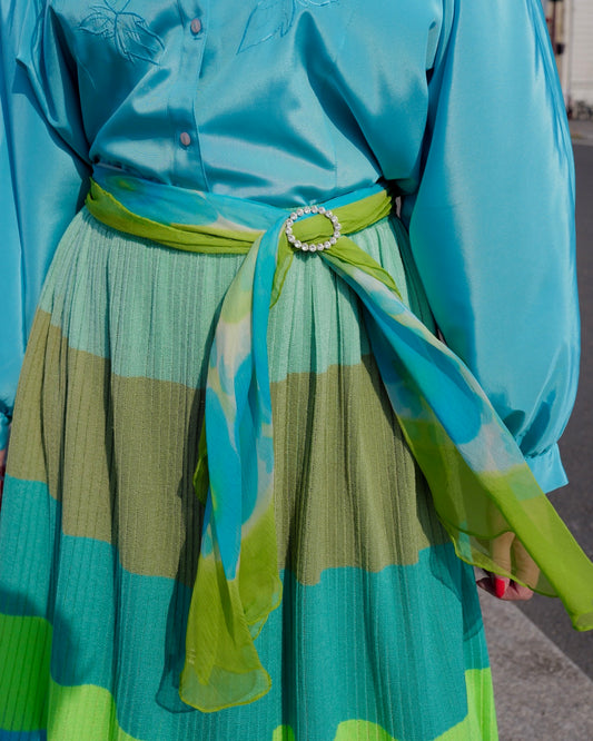 Ronde zijden sjaal met bloemen - One size