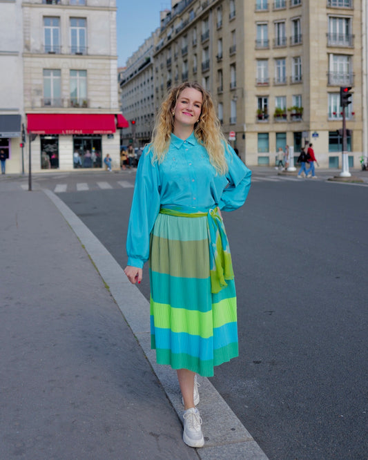 Vintage gebreide rok met strepen - M