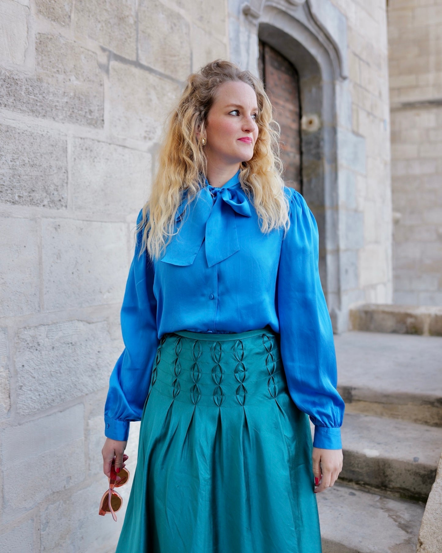 Petrol vintage midirok - L