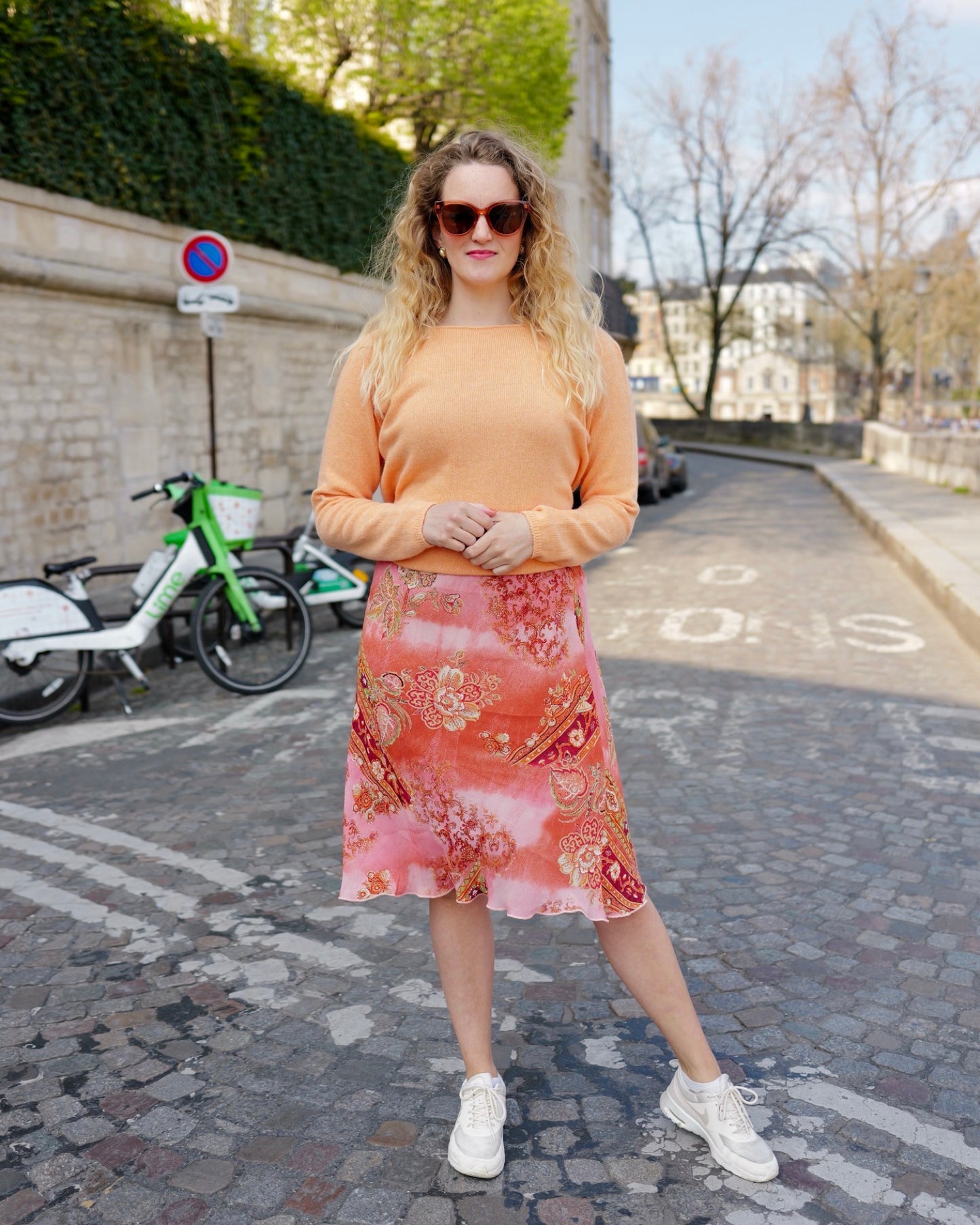 Vintage perzik trui met kasjmier - XL