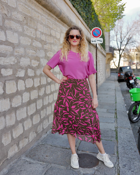 Asymmetrische vintage rok met print - XL