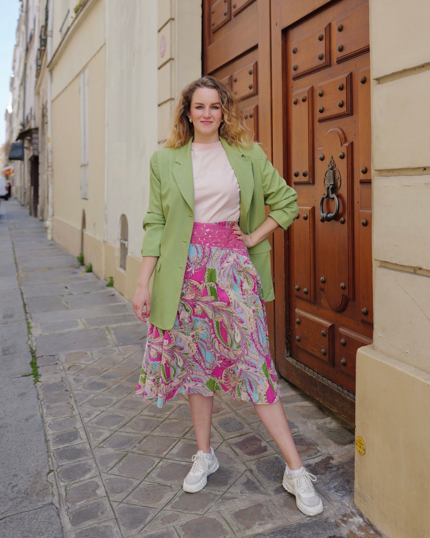 Lichtgroene vintage blazer - L/XL