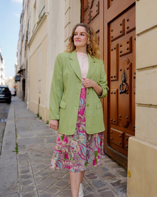 Lichtgroene vintage blazer - L/XL