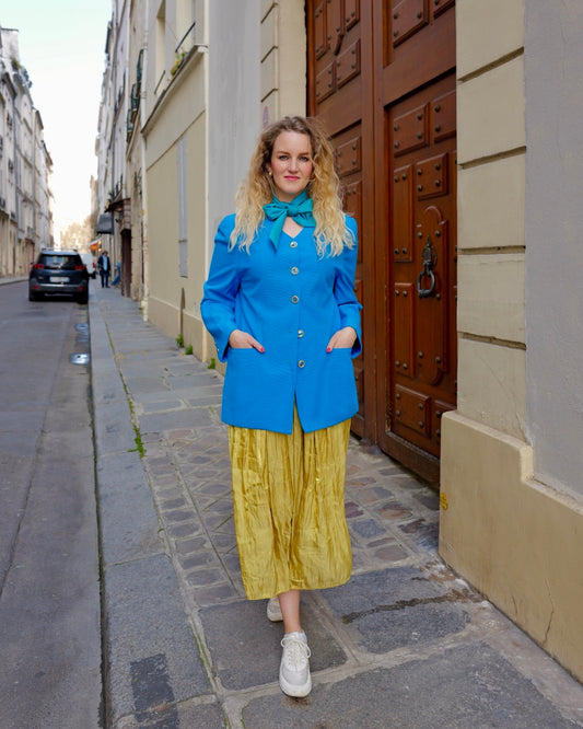 Blauwe vintage blazer - L