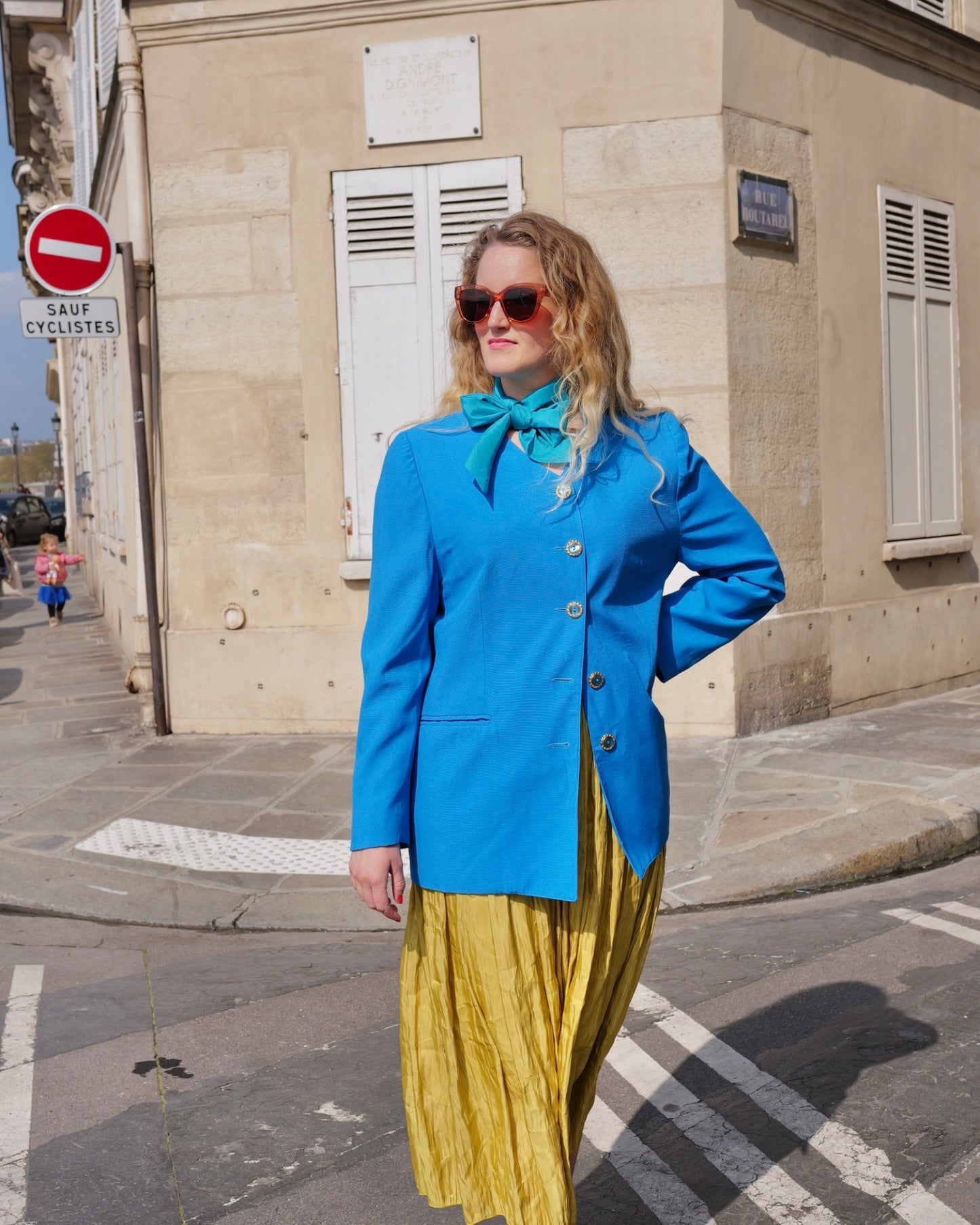 Blauwe vintage blazer - L