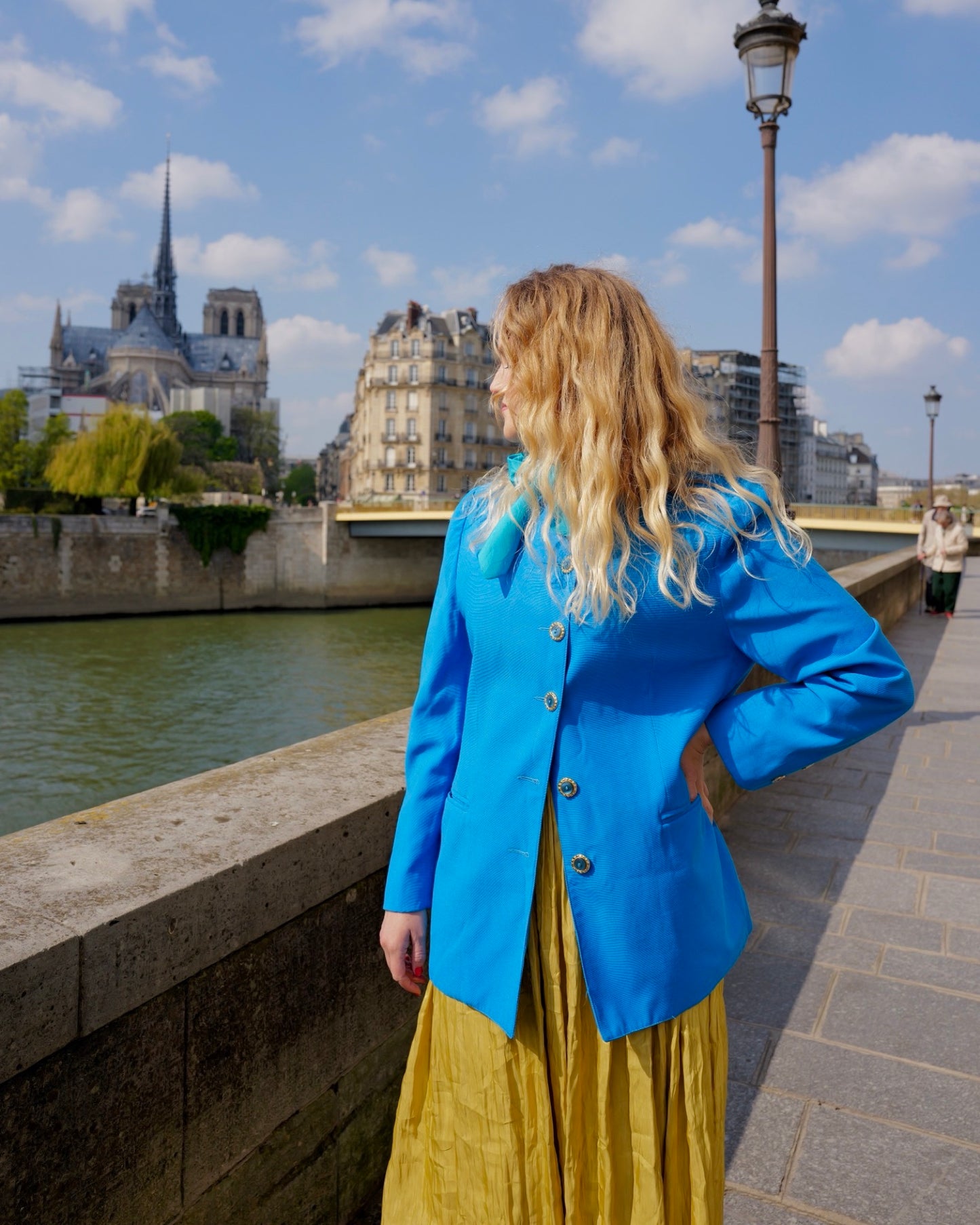 Blauwe vintage blazer - L